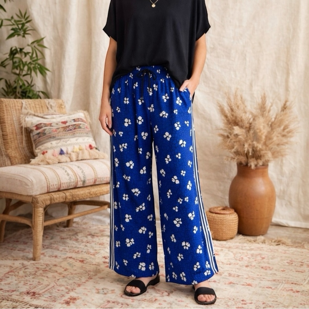 SUNCOO PARIS Jake Drawstring Wide Leg Printed Pants